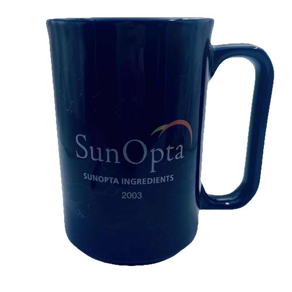 Sun Opta Ingredients 2003 Coffee Mug Cup M-Ware Ceramic Blue Crackle Finish